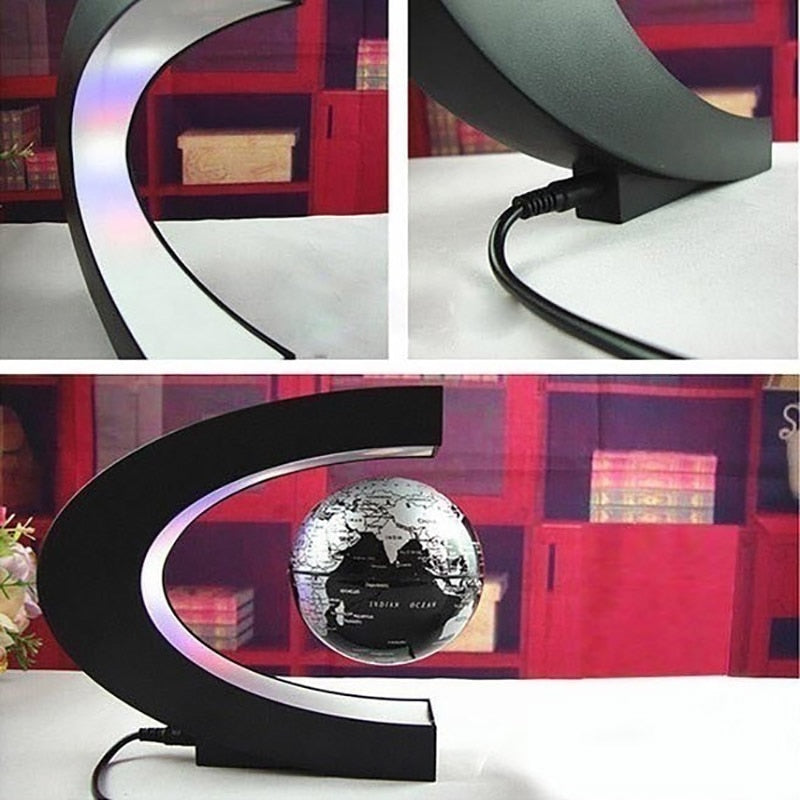 Levitation Globe Lamp: Unique floating lamp with LED light, mesmerizing in the dark. Operated by magnetic system, perfect as home or office décor, impressive gift for all ages.