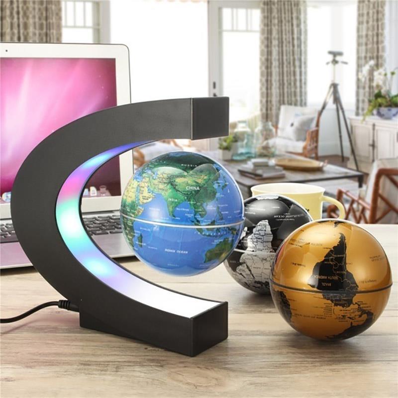 Levitation Globe Lamp: Unique floating lamp with LED light, mesmerizing in the dark. Operated by magnetic system, perfect as home or office décor, impressive gift for all ages.