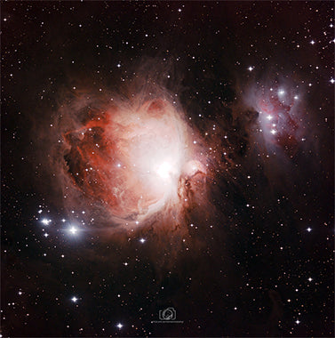 A stunning image of the Orion Nebula, a celestial cloud of gas and dust located in the Orion constellation. The nebula features vivid colors and intricate details, showcasing the birthplace of new stars amidst the vastness of space.
