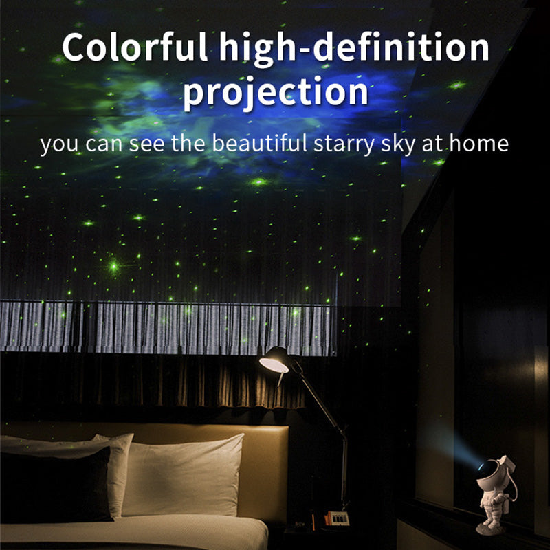  Galaxy Star Projector Lamp: Perfect for astronomy lovers. Unique astronaut design with 360° free adjustment. Stunning starry sky and galaxy projections, impressive lunar surface base. Eight projection effects, adjustable brightness and speed, timing mode. Create a relaxing or romantic ambiance. Order now!