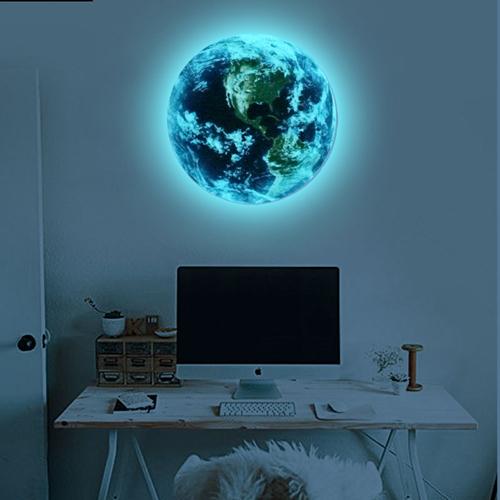 "Glow-in-the-dark 3D Earth wall sticker, offering free global shipping."