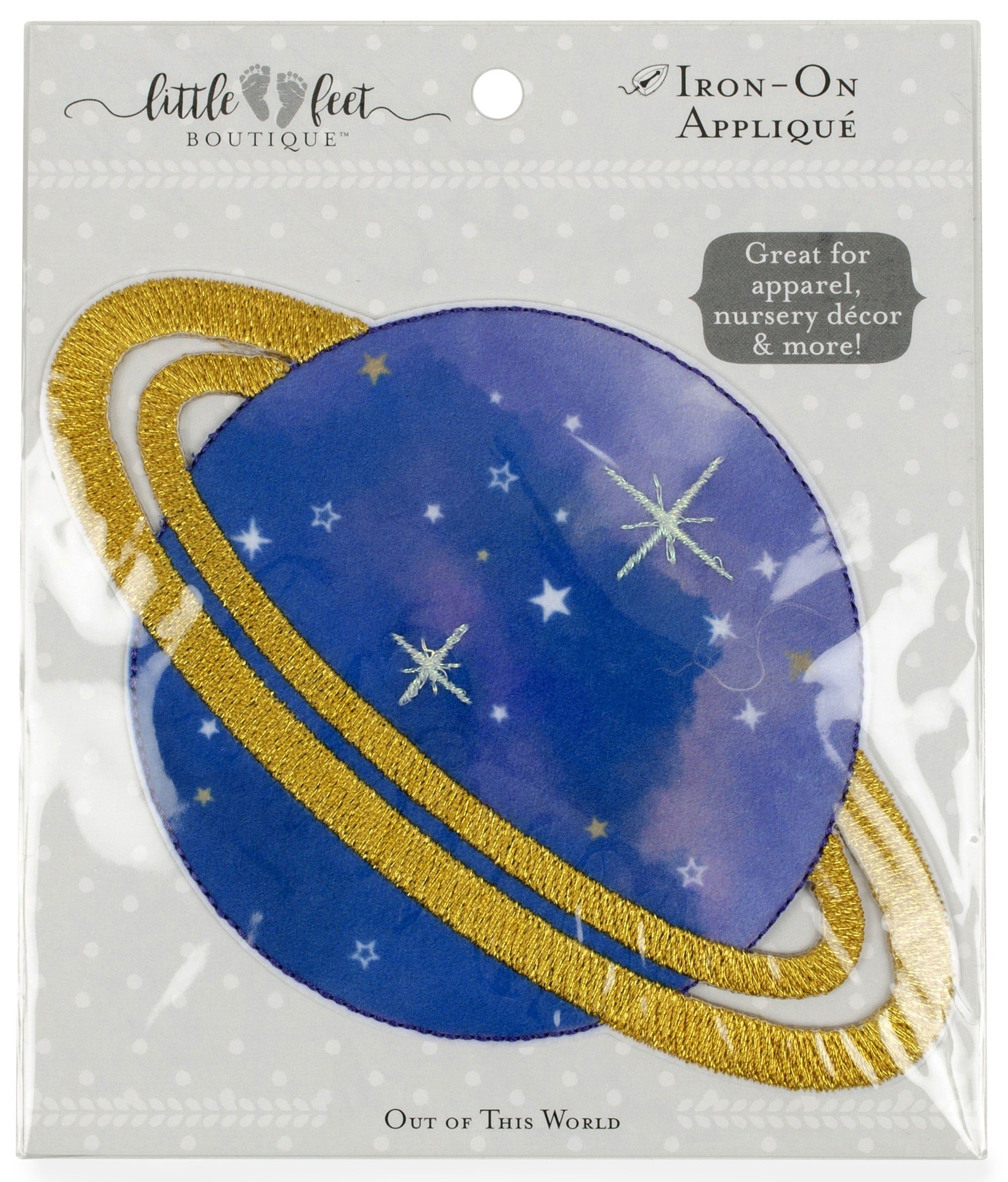 Fabric Editions Little Feet Boutique Iron-On Applique-Celestial - Planet