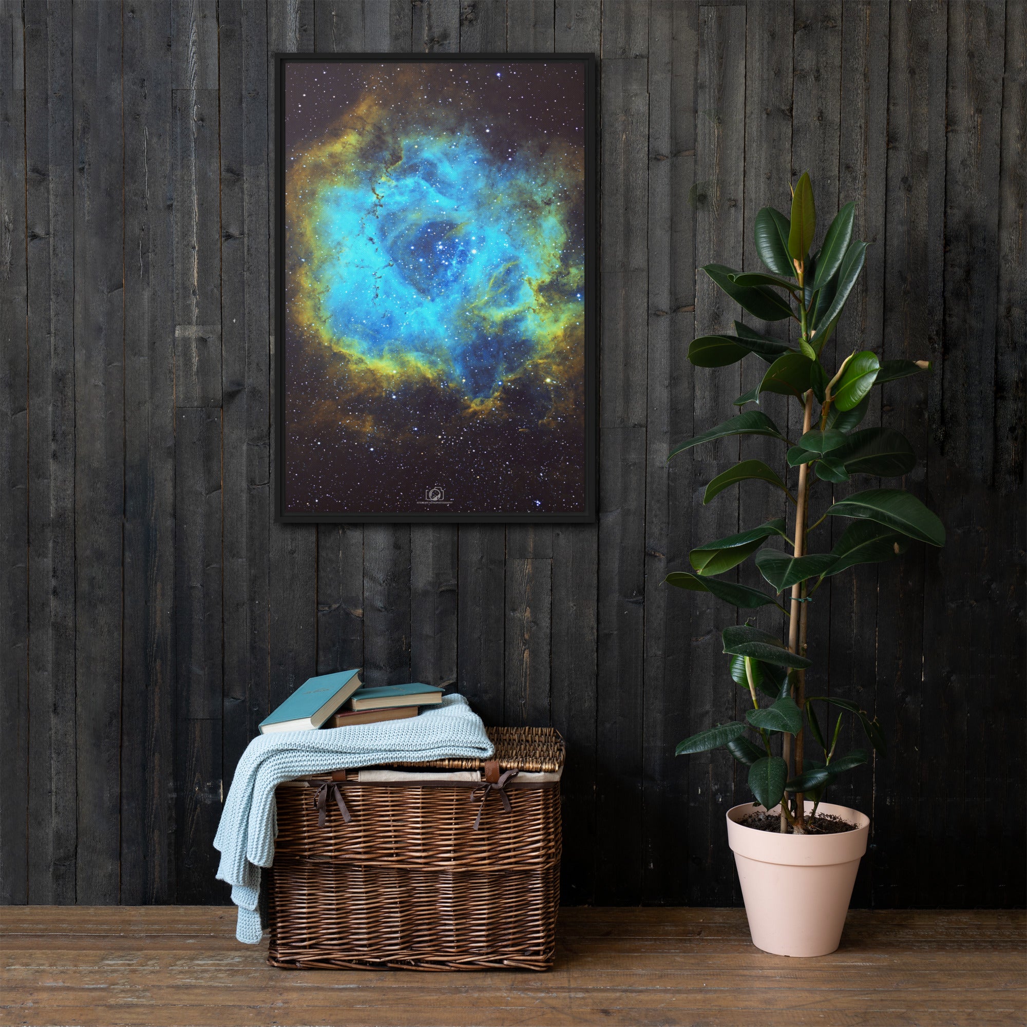 Framed canvas print: Rosette Nebula Hubble Palette