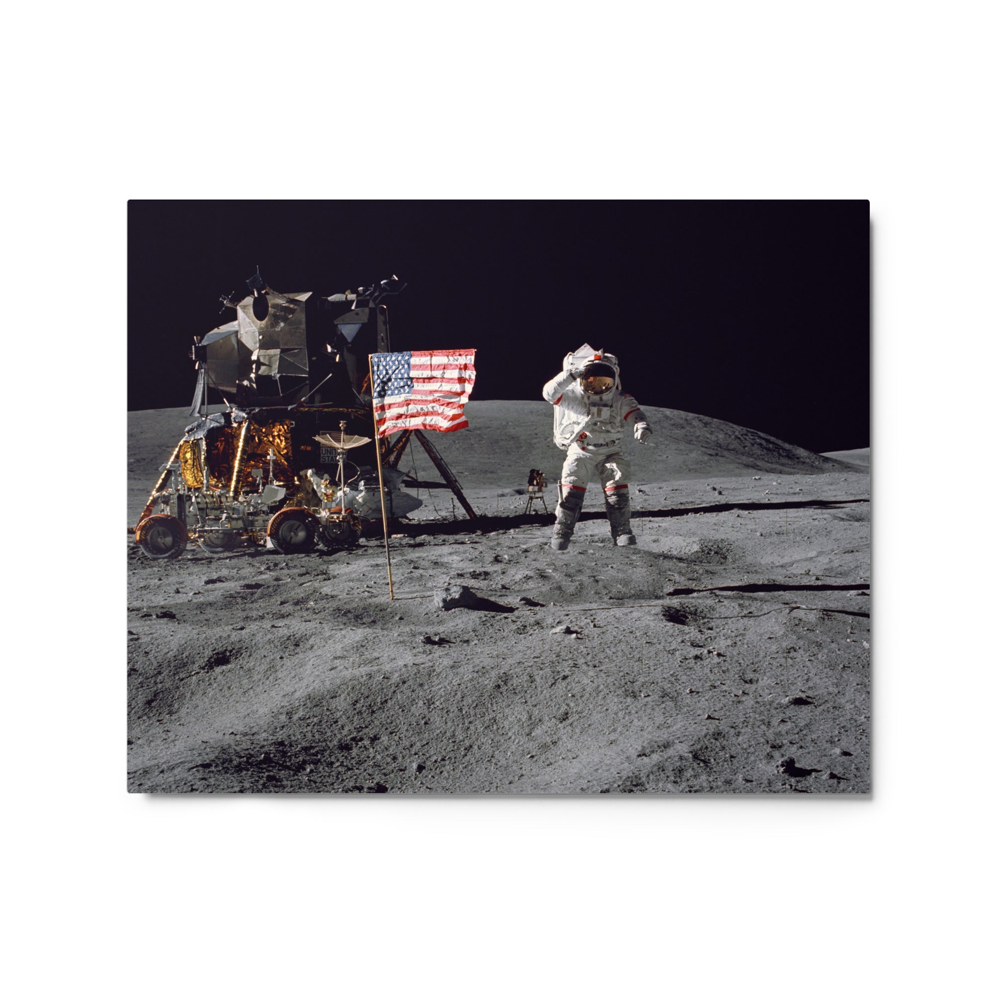 Metal Print: High-Quality John W. Young's Lunar Salute  - Expertly Crafted