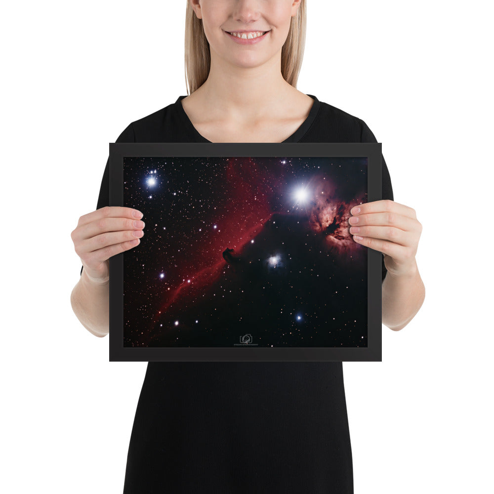 Framed photo paper poster: Horsehead & Flame Nebula