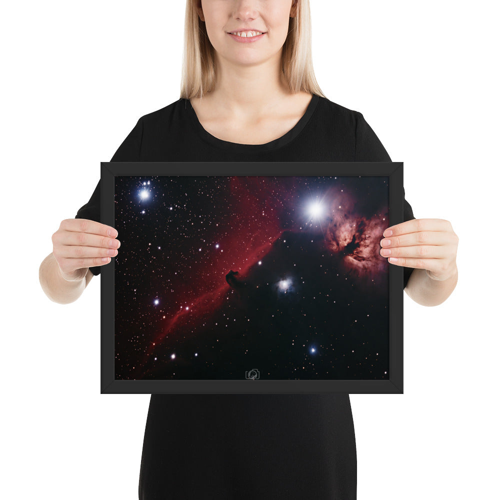 Framed photo paper poster: Horsehead & Flame Nebula