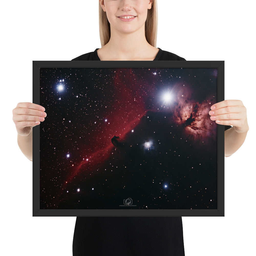 Framed photo paper poster: Horsehead & Flame Nebula