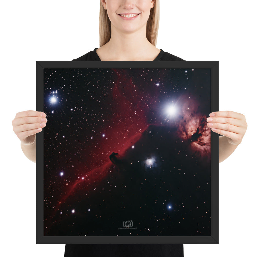 Framed photo paper poster: Horsehead & Flame Nebula