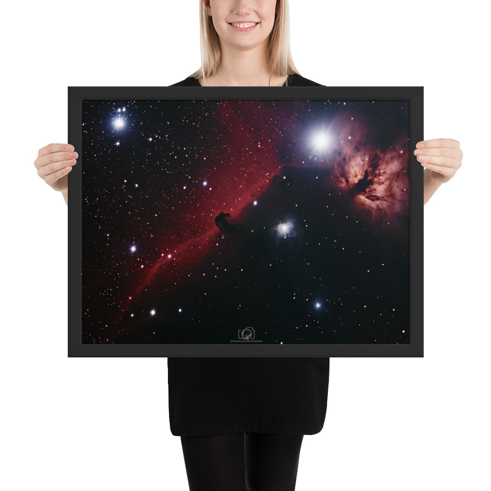 Framed photo paper poster: Horsehead & Flame Nebula