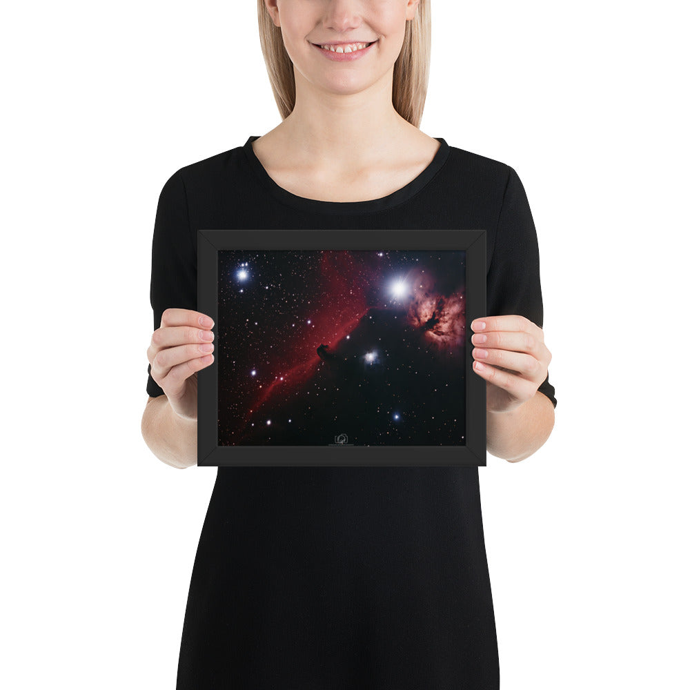 Framed photo paper poster: Horsehead & Flame Nebula