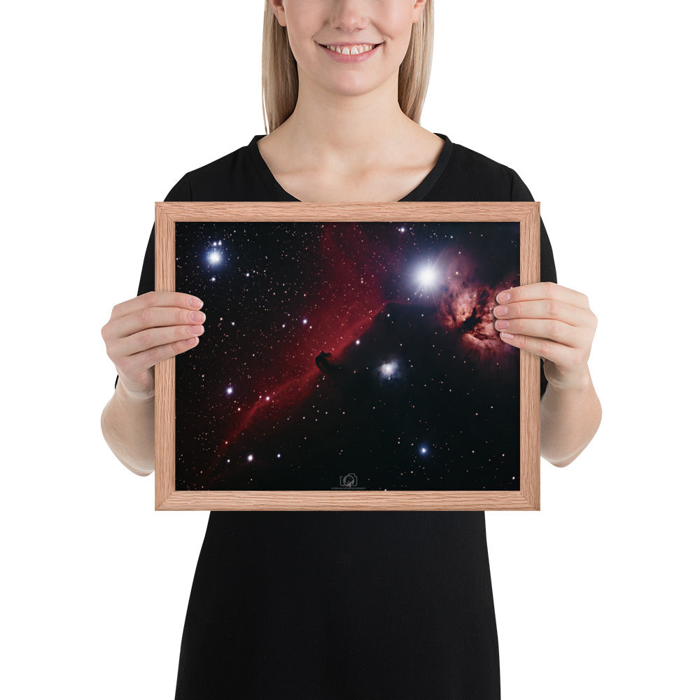 Framed photo paper poster: Horsehead & Flame Nebula