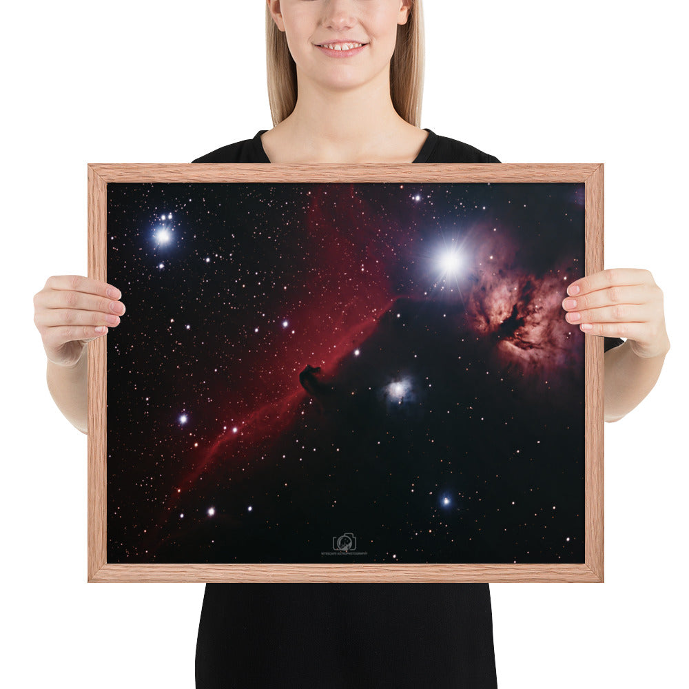 Framed photo paper poster: Horsehead & Flame Nebula