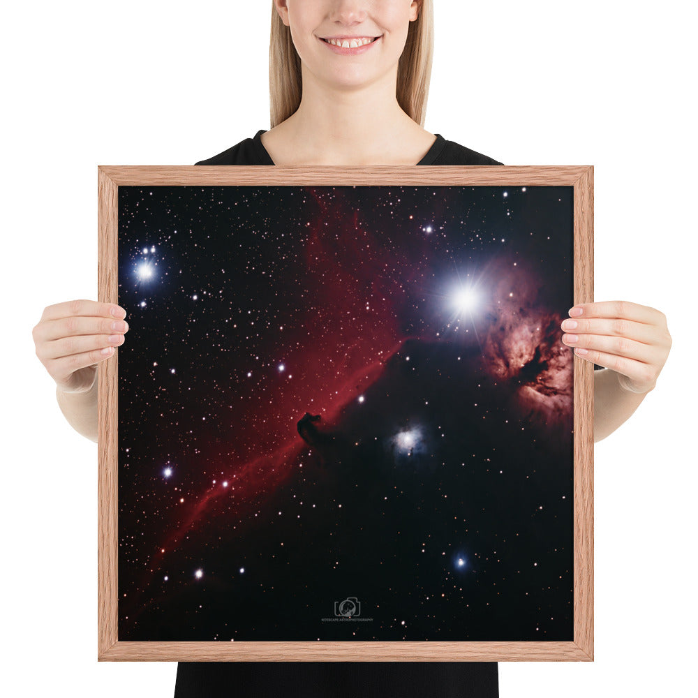 Framed photo paper poster: Horsehead & Flame Nebula