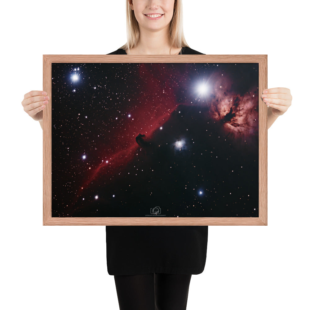 Framed photo paper poster: Horsehead & Flame Nebula