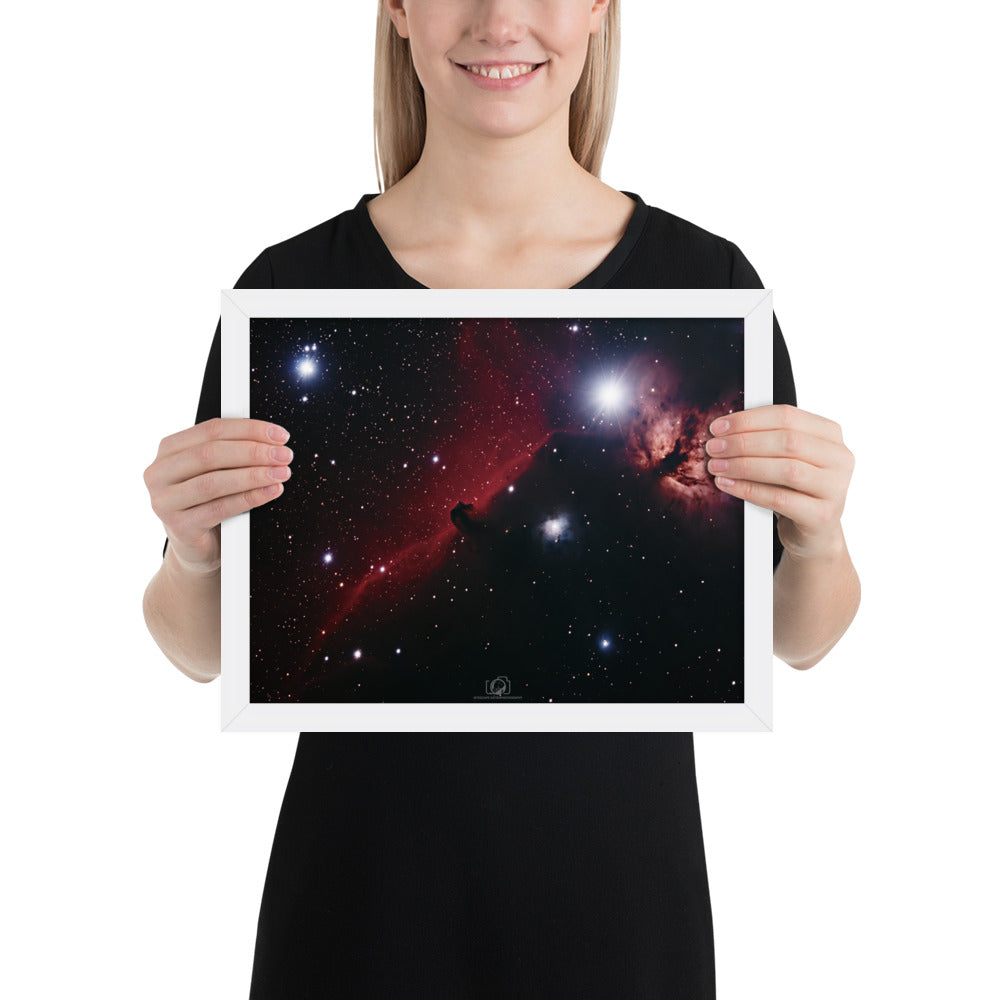 Framed photo paper poster: Horsehead & Flame Nebula