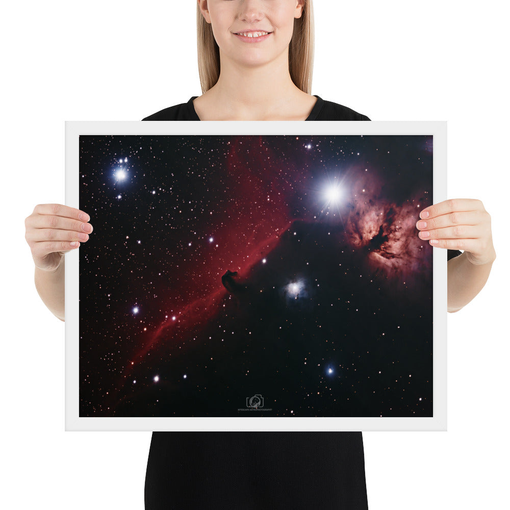 Framed photo paper poster: Horsehead & Flame Nebula