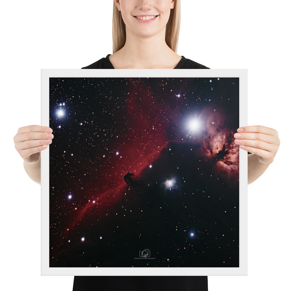 Framed photo paper poster: Horsehead & Flame Nebula