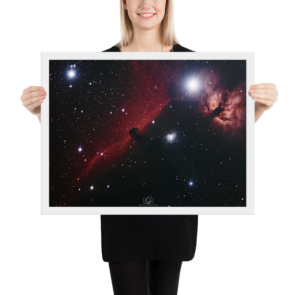 Framed photo paper poster: Horsehead & Flame Nebula